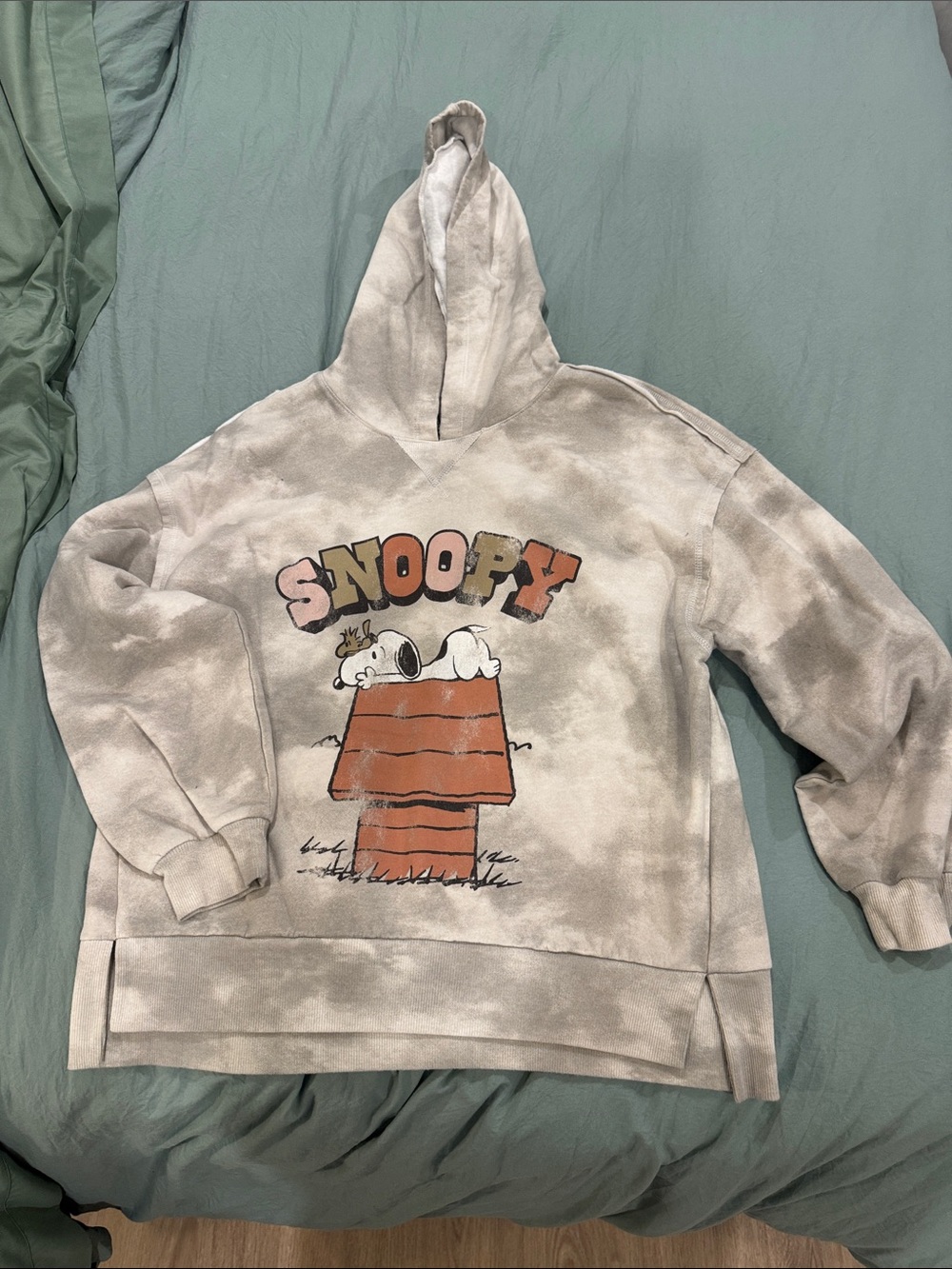 Peanuts Snoopy Tie-Dye Hoodie in Beige and Rust
